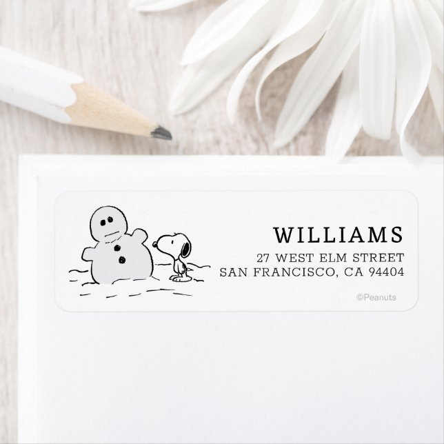 Peanuts | Snoopy Builds A Snowman Label (Insitu)