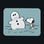 Peanuts | Snoopy Builds A Snowman Magnet<br><div class="desc">Check out this fun Peanuts design featuring Snoopy.</div>