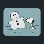 Peanuts | Snoopy Builds A Snowman Magnet<br><div class="desc">Check out this fun Peanuts design featuring Snoopy.</div>