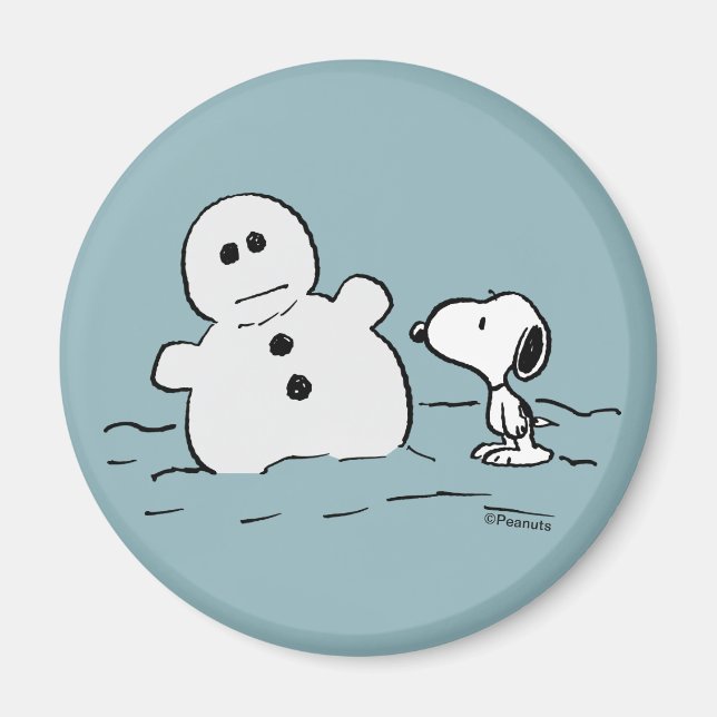 Peanuts | Snoopy Builds A Snowman Magnet (Front)