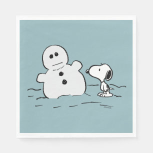 Peanuts   Snoopy Builds A Snowman Napkins