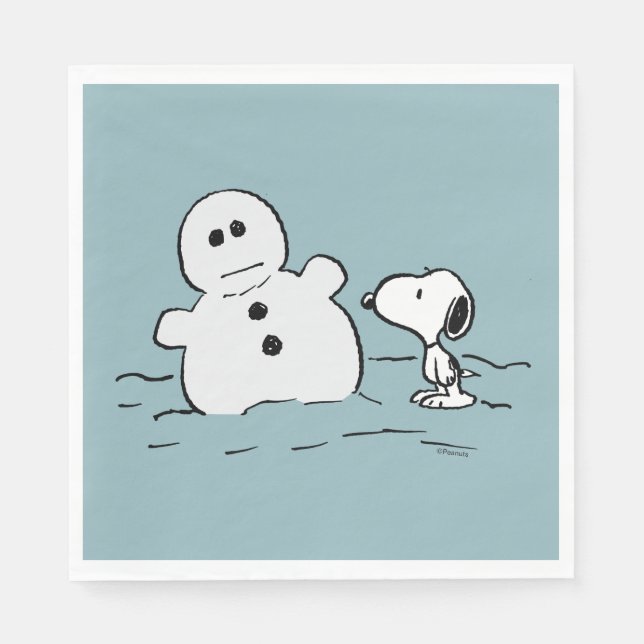 Peanuts | Snoopy Builds A Snowman Napkins (Front)