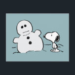 Peanuts | Snoopy Builds A Snowman Postcard<br><div class="desc">Check out this fun Peanuts design featuring Snoopy.</div>