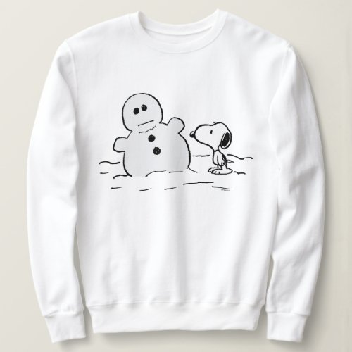 Peanuts  Snoopy Builds A Snowman Sweatshirt