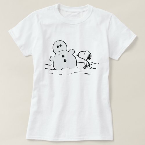 Peanuts  Snoopy Builds A Snowman T_Shirt