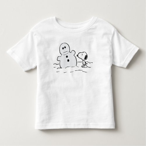 Peanuts  Snoopy Builds A Snowman Toddler T_shirt