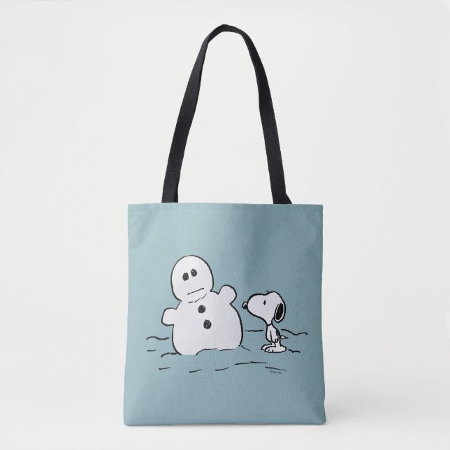 Peanuts | Snoopy Builds A Snowman Tote Bag (Front)