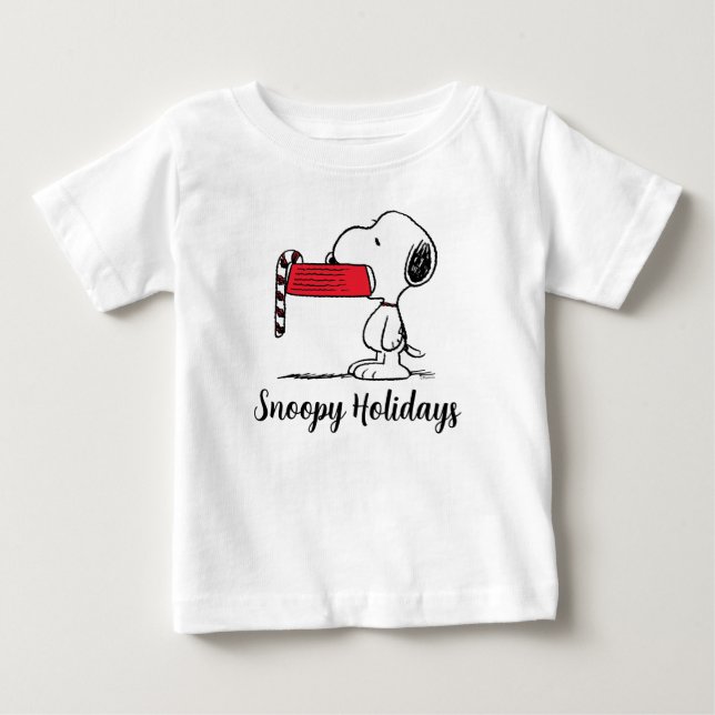 Peanuts | Snoopy Candy Cane Food Dish Baby T-Shirt (Front)