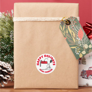 Peanuts Snoopy Candy Cane Food Dish Classic Round Sticker