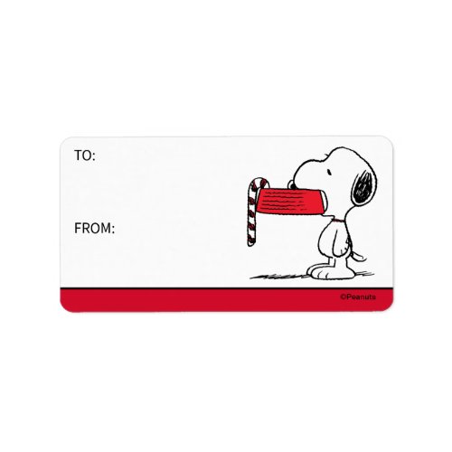 Peanuts  Snoopy Candy Cane Food Dish Gift Tag