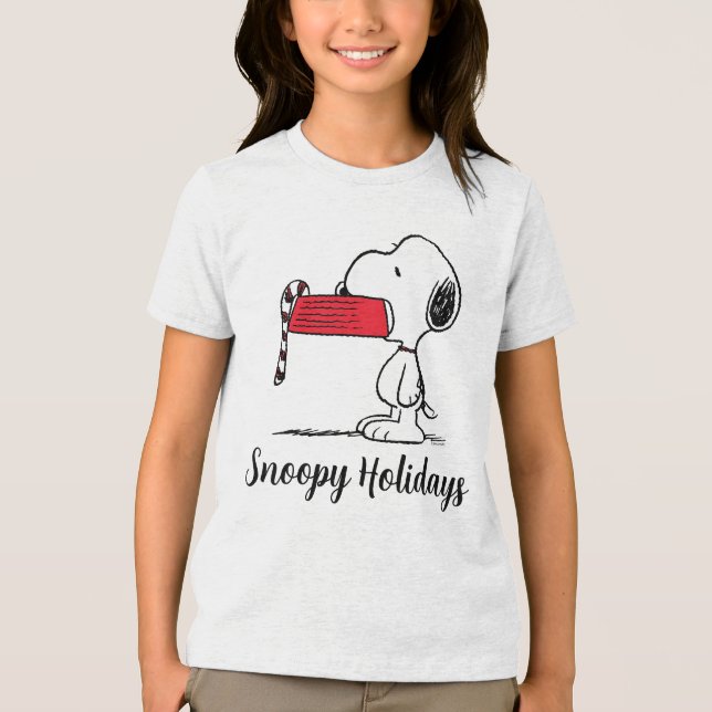 Peanuts | Snoopy Candy Cane Food Dish Tri-Blend Shirt (Front)