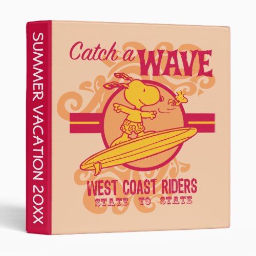 Peanuts  Snoopy Catch a Wave West Coast Riders 3 Ring Binder