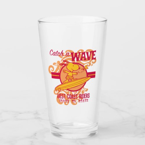 Peanuts  Snoopy Catch a Wave West Coast Riders Glass