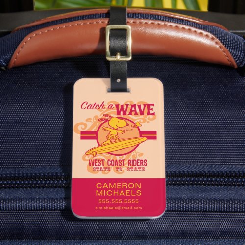 Peanuts  Snoopy Catch a Wave West Coast Riders Luggage Tag