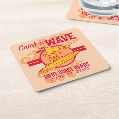 Peanuts  Snoopy Catch a Wave West Coast Riders Square Paper Coaster