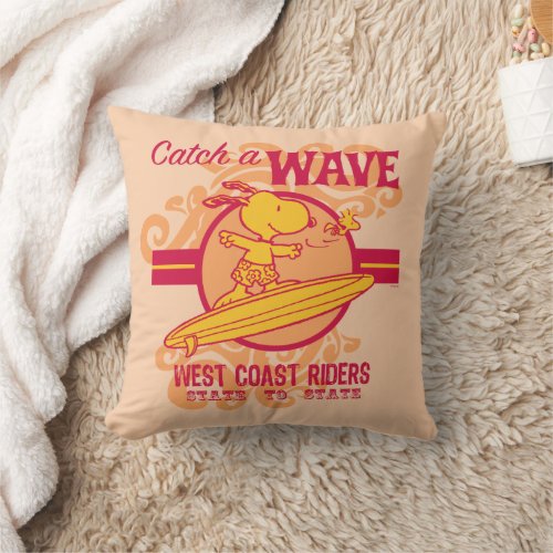 Peanuts  Snoopy Catch a Wave West Coast Riders Throw Pillow