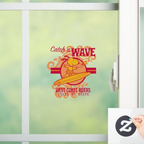 Peanuts  Snoopy Catch a Wave West Coast Riders Window Cling