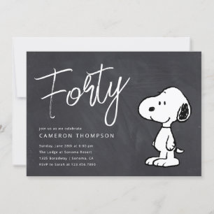 Peanuts Snoopy - Chalkboard 40th Birthday Invitation