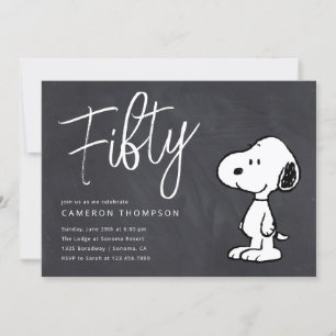 Peanuts Snoopy - Chalkboard 50th Birthday Invitation