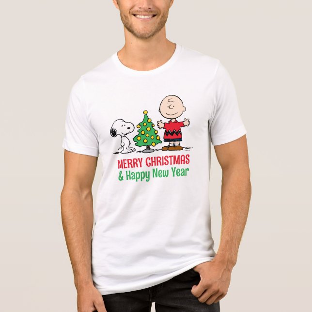 Peanuts | Snoopy & Charlie Brown Christmas Tree Tri-Blend Shirt (Front)
