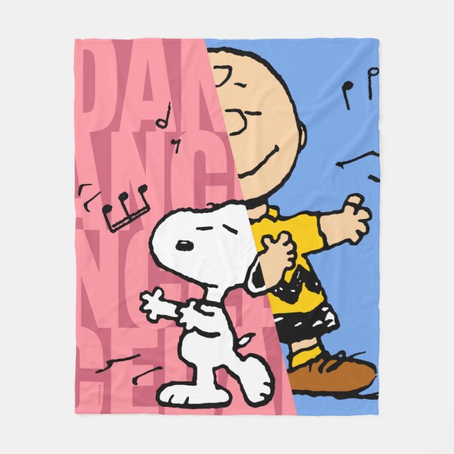 Peanuts | Snoopy & Charlie Brown Half & Half Dance Fleece Blanket (Front)