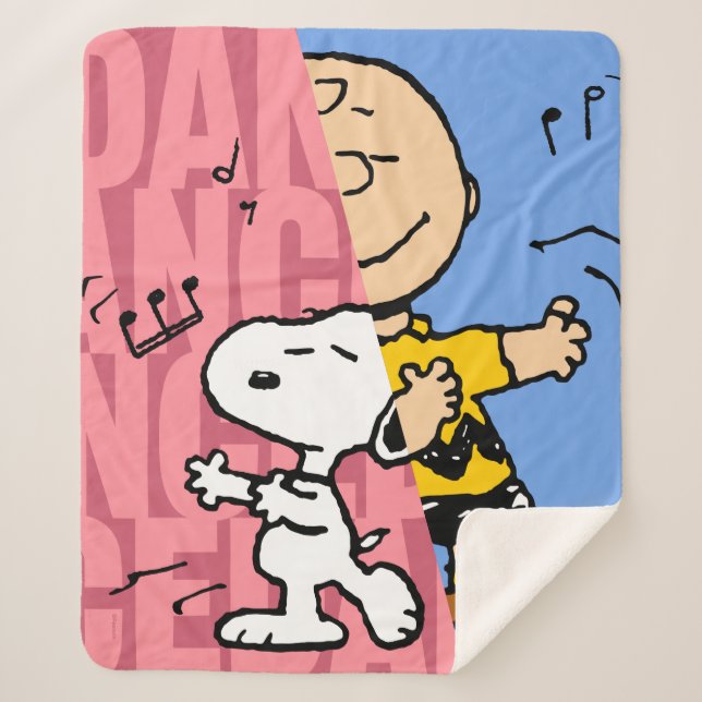 Peanuts | Snoopy & Charlie Brown Half & Half Dance Sherpa Blanket (Front)