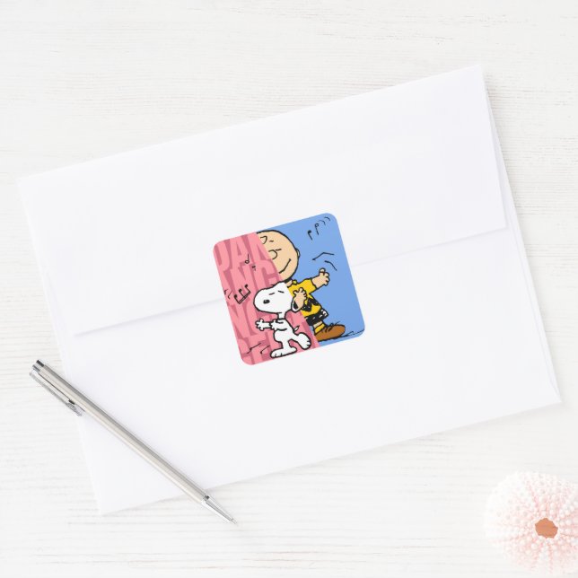 Peanuts | Snoopy & Charlie Brown Half & Half Dance Square Sticker (Envelope)