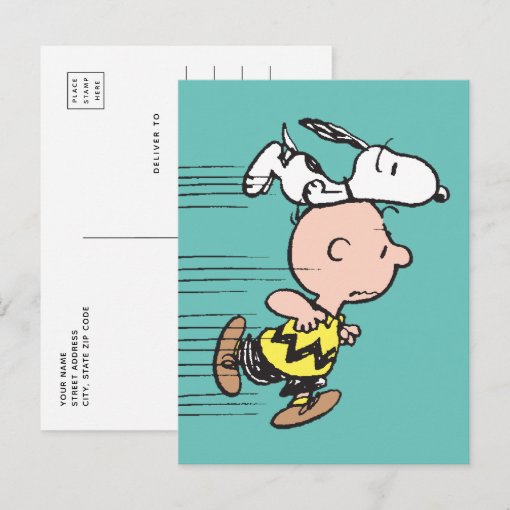 Peanuts | Snoopy & Charlie Brown Run Postcard | Zazzle