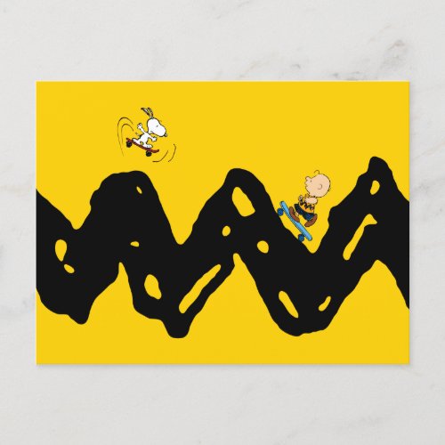 Peanuts  Snoopy  Charlie Brown Skate Boarding Postcard