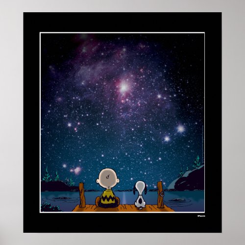 Peanuts  Snoopy  Charlie Brown Star Watching Poster