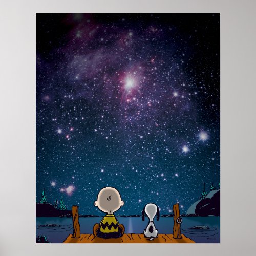 Peanuts  Snoopy  Charlie Brown Star Watching Poster