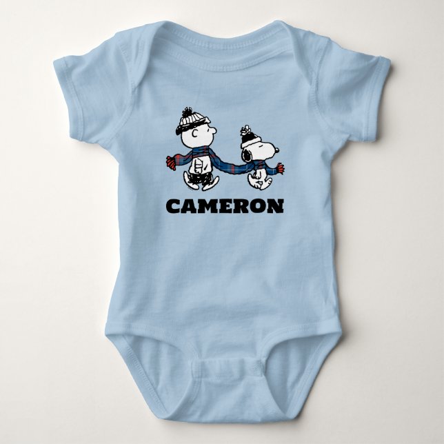 Peanuts | Snoopy & Charlie Brown Winter Scarf Baby Bodysuit (Front)