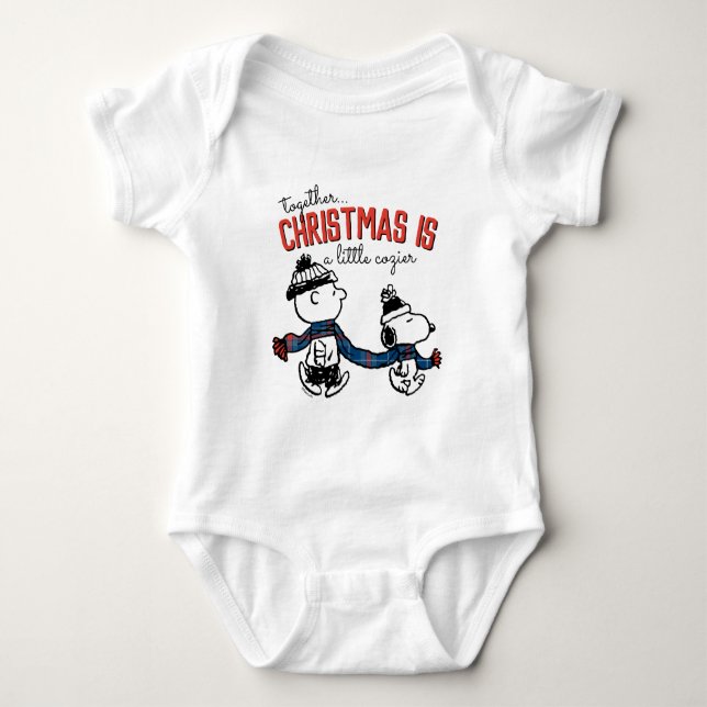 Peanuts | Snoopy & Charlie Brown Winter Scarf Baby Bodysuit (Front)