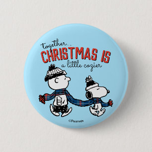 Peanuts Snoopy & Charlie Brown Winter Scarf Button
