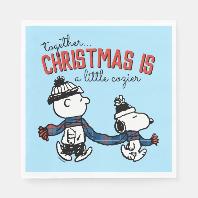Peanuts | Snoopy & Charlie Brown Winter Scarf Napkins (Front)