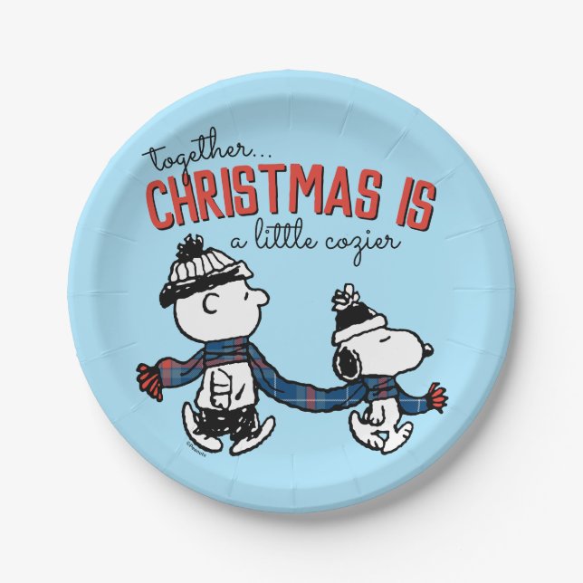 Peanuts | Snoopy & Charlie Brown Winter Scarf Paper Plates (Front)