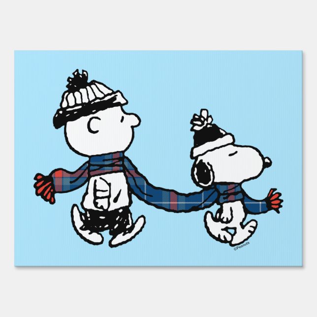 Peanuts | Snoopy & Charlie Brown Winter Scarf Sign (Front)