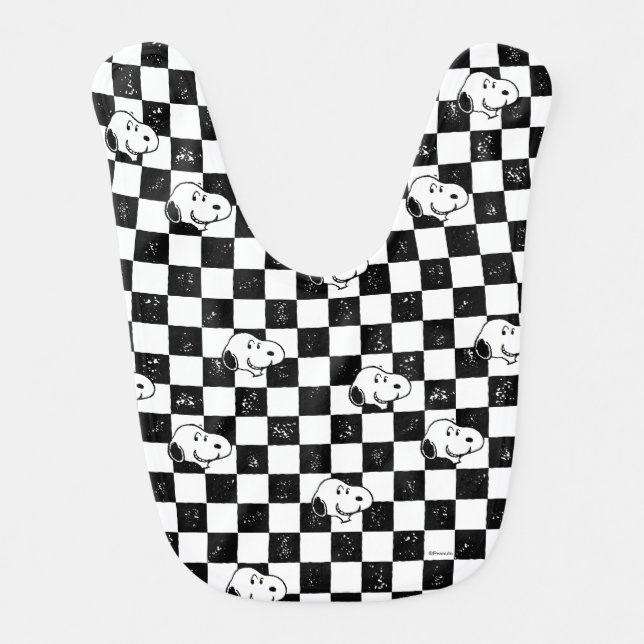 Peanuts | Snoopy Checkered Flag Baby Bib (Front)