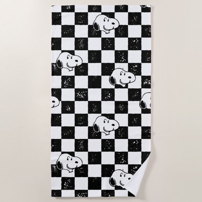 Peanuts | Snoopy Checkered Flag Beach Towel (Front)