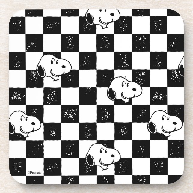 Peanuts | Snoopy Checkered Flag Beverage Coaster (Front)