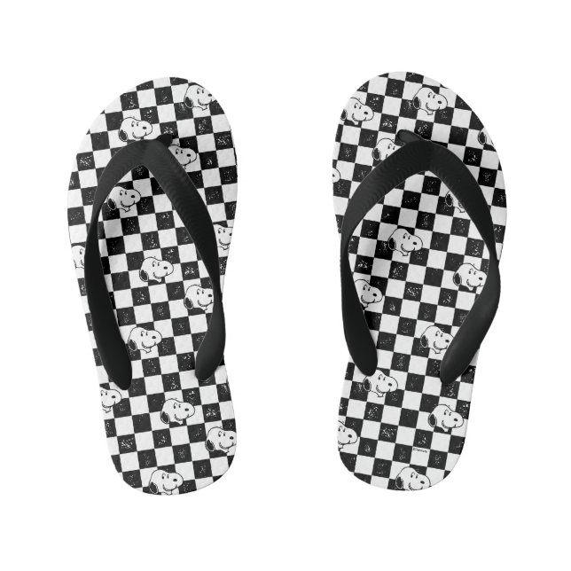 Peanuts | Snoopy Checkered Flag Kid's Flip Flops (Footbed)