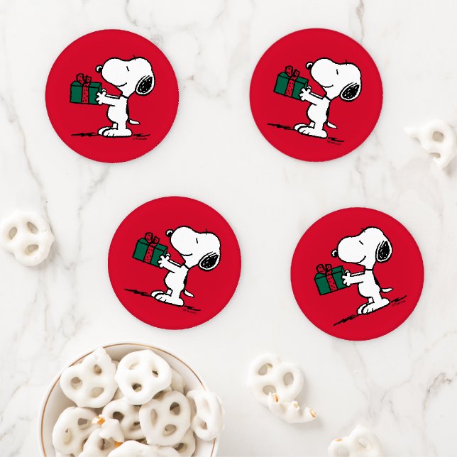 Peanuts | Snoopy Christmas Gift Giver Coaster Set (In Situ)