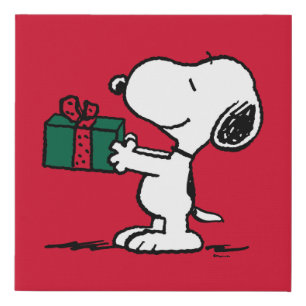 Peanuts   Snoopy Christmas Gift Giver Faux Canvas Print