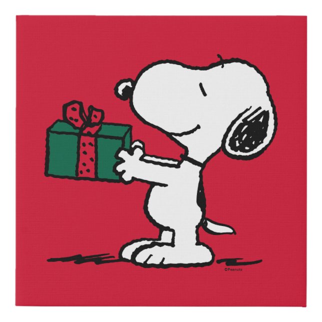 Peanuts | Snoopy Christmas Gift Giver Faux Canvas Print (Front)
