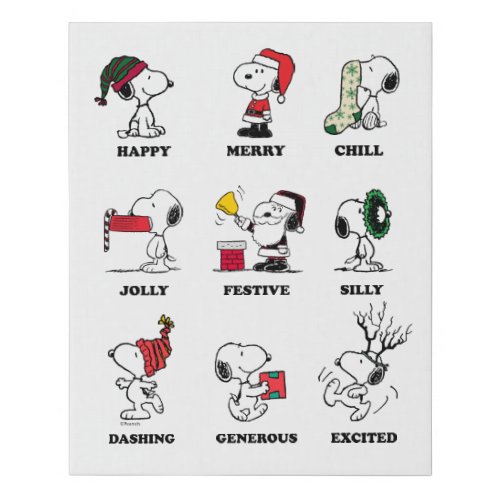 Peanuts  Snoopy Christmas Holiday Moods Faux Canvas Print