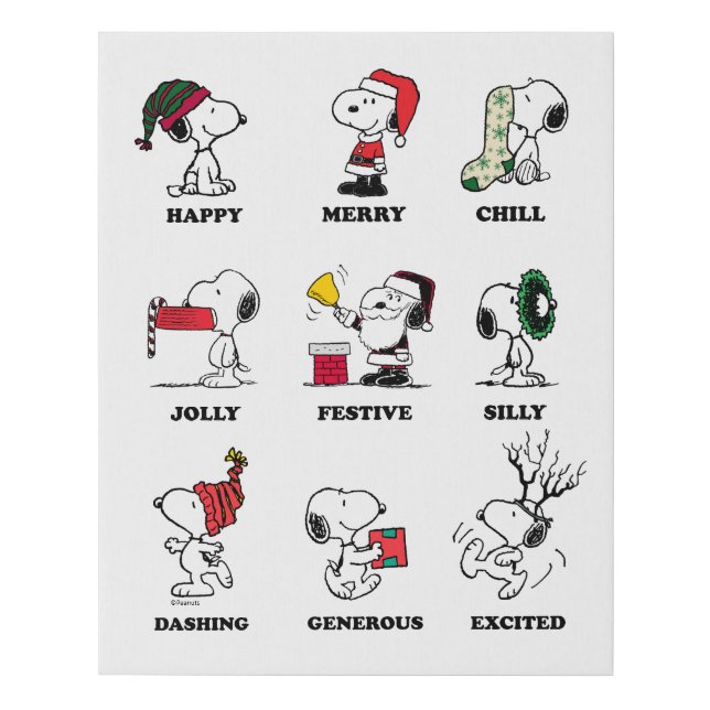 Peanuts | Snoopy Christmas Holiday Moods Faux Canvas Print (Front)