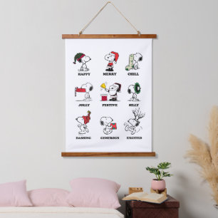 Peanuts   Snoopy Christmas Holiday Moods Hanging Tapestry