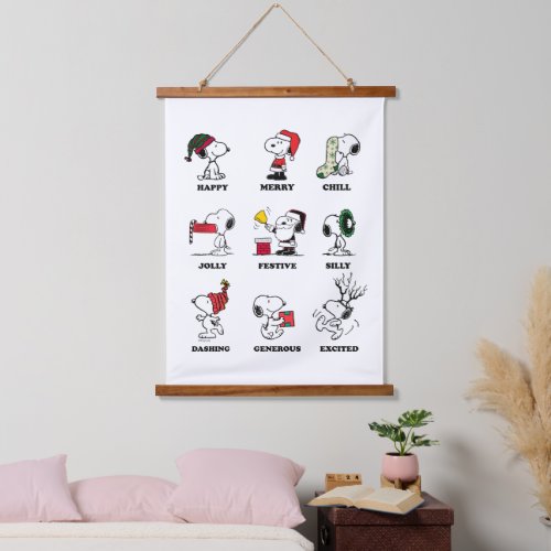 Peanuts  Snoopy Christmas Holiday Moods Hanging Tapestry