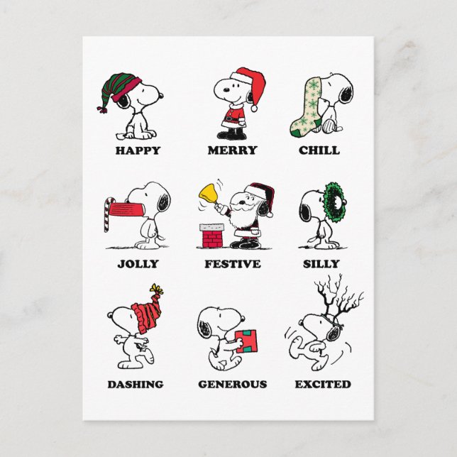 Peanuts | Snoopy Christmas Holiday Moods Postcard (Front)