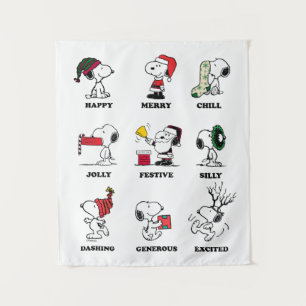 Peanuts Snoopy Christmas Holiday Moods Tapestry
